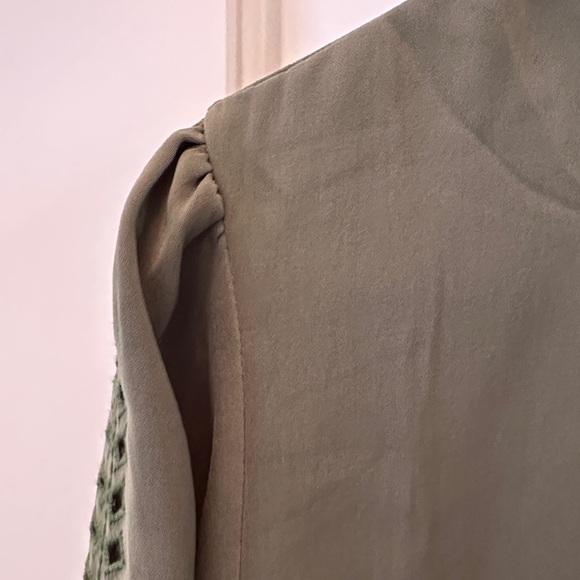 Market & Spruce Olive Blouse with Eyelet Sleeves - Picture 5 of 7